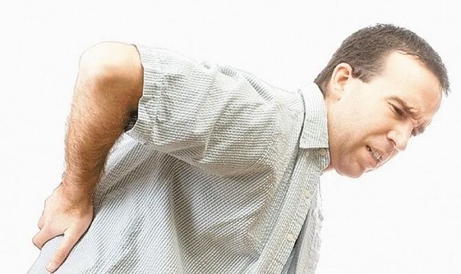 Back pain in lumbar spine osteochondrosis